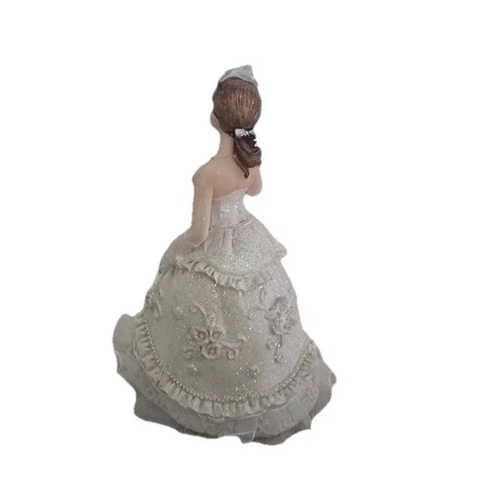 Vintage Quinceanera Cake Topper Figure White Dress Resin 5.5